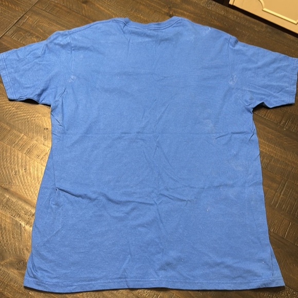 Eighty Eight Graphic Blue Cotton T-Shirt Yellow Smiley Hustle Embroidered LG - Picture 8 of 8